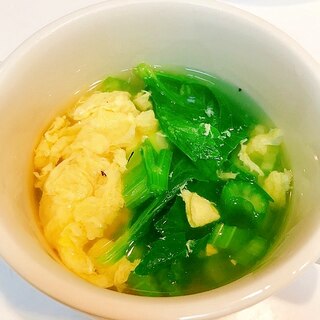 茎と葉をたっぷり使って☆簡単セロリの中華卵スープ